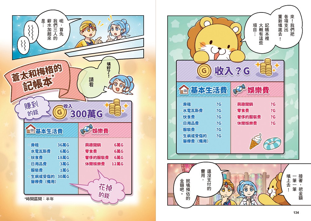 [漫畫] 黃金獅的金錢大冒險！我在異世界的錢錢升級任務(1)拯救水之國：蒼太與梅格的致富超能力覺醒！【存錢力+賺錢力 Lv UP】（附?理財小高手．角色對戰牌卡4張）