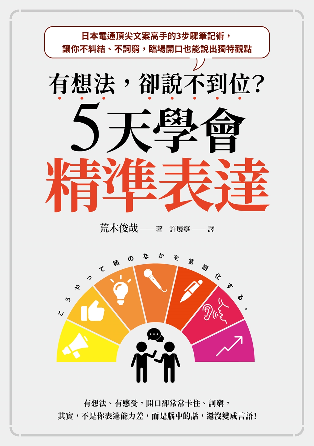 有想法，卻說不到位？5天學會精準表達：日本電通頂尖文案高手的3步驟筆記術，讓你不糾結、不詞窮，臨場開口也能說出獨特觀點【獲世界三大廣告獎雙料殊榮】