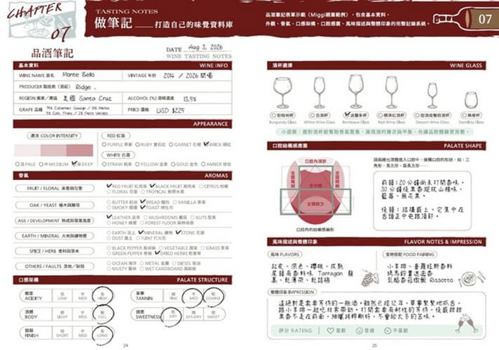 【葡萄酒品酒筆記本】The Wine Tasting Journal探索葡萄酒的感官世界?隨書附贈?經典皮飾手帳束帶，開窗式牛皮禮盒